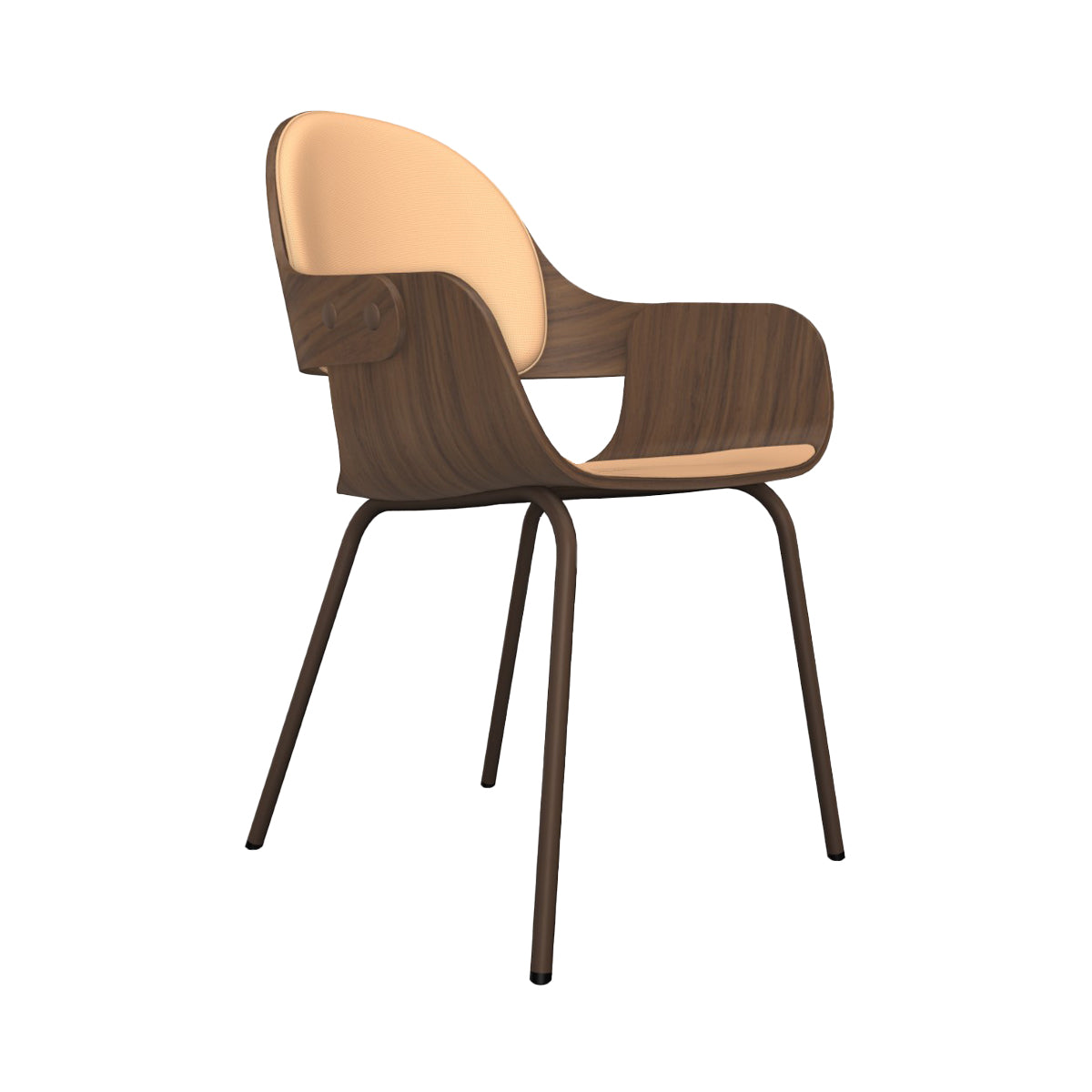 Showtime Nude Chair with Metal Base: Seat + Backrest Cushion + Walnut + Pale Brown