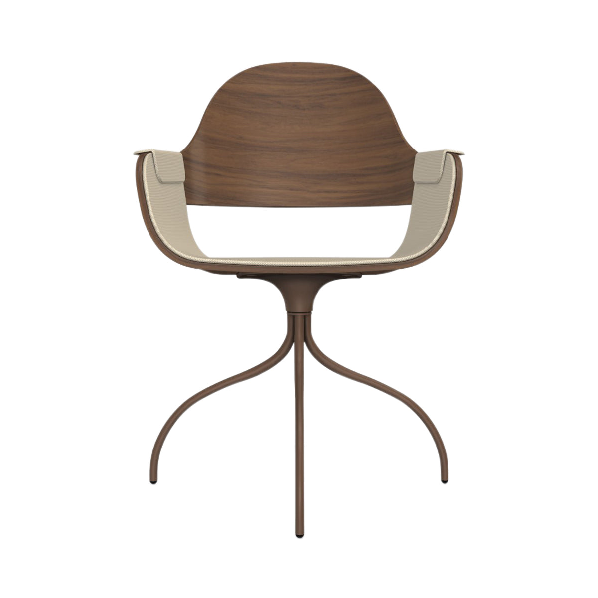 Showtime Nude Chair with Swivel Base: Interior Seat + Armrest Upholstered + Walnut + Pale Brown
