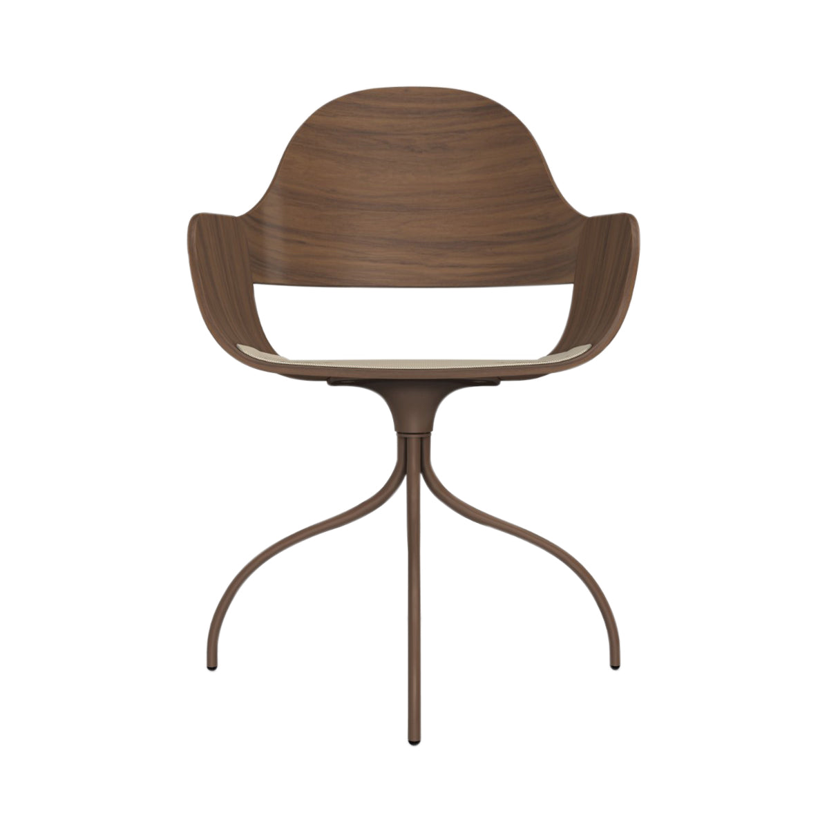 Showtime Nude Chair with Swivel Base: Seat Upholstered + Walnut + Pale Brown