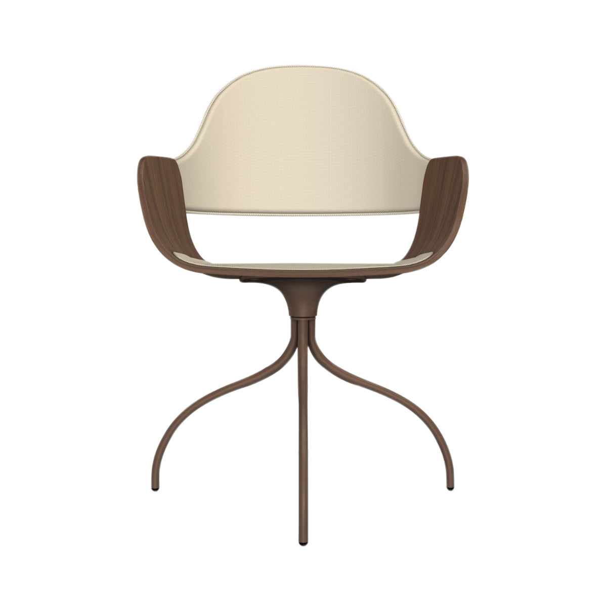 Showtime Nude Chair with Swivel Base: Seat + Backrest Upholstered + Walnut + Pale Brown