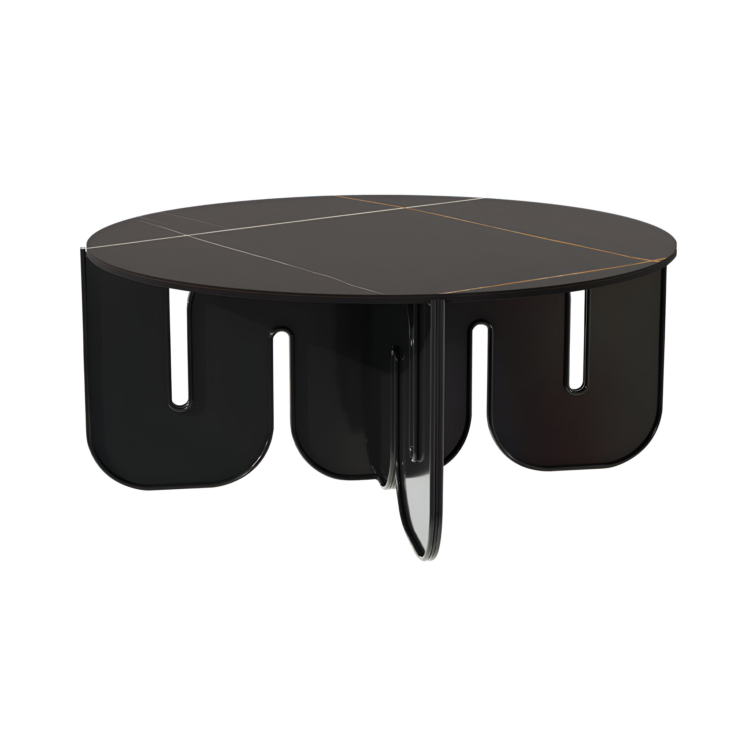 Wave Table Stone Top: Black + Black Ceramic