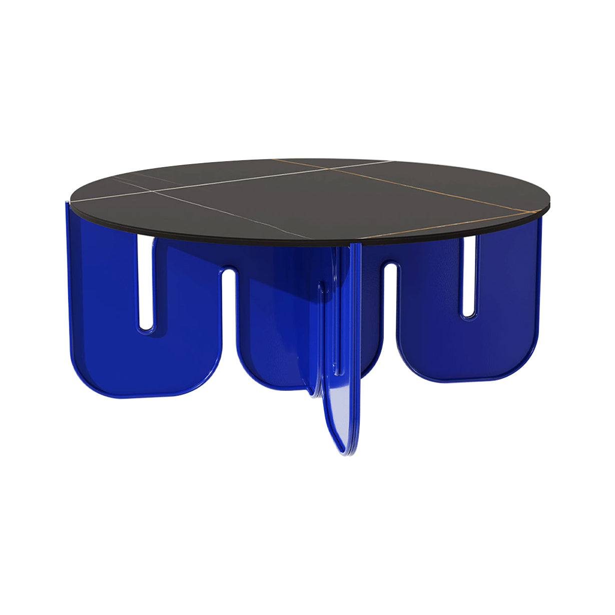 Wave Table: Black Ceramic + Electric Blue