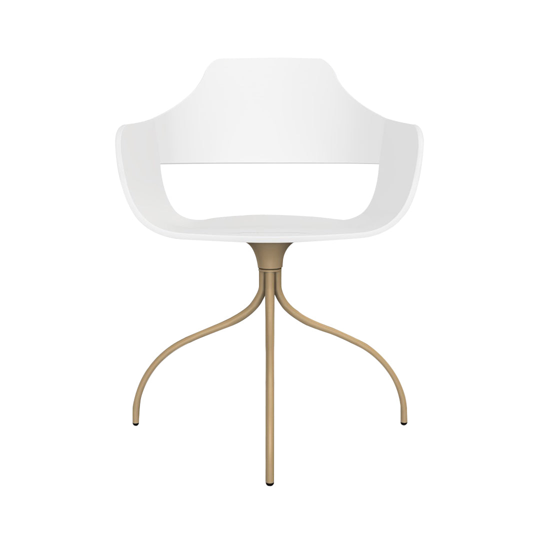 Showtime Chair with Swivel Base: Lacquered White + Beige