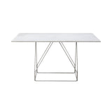 JG Table: Square + White Carrara + Stainless Steel
