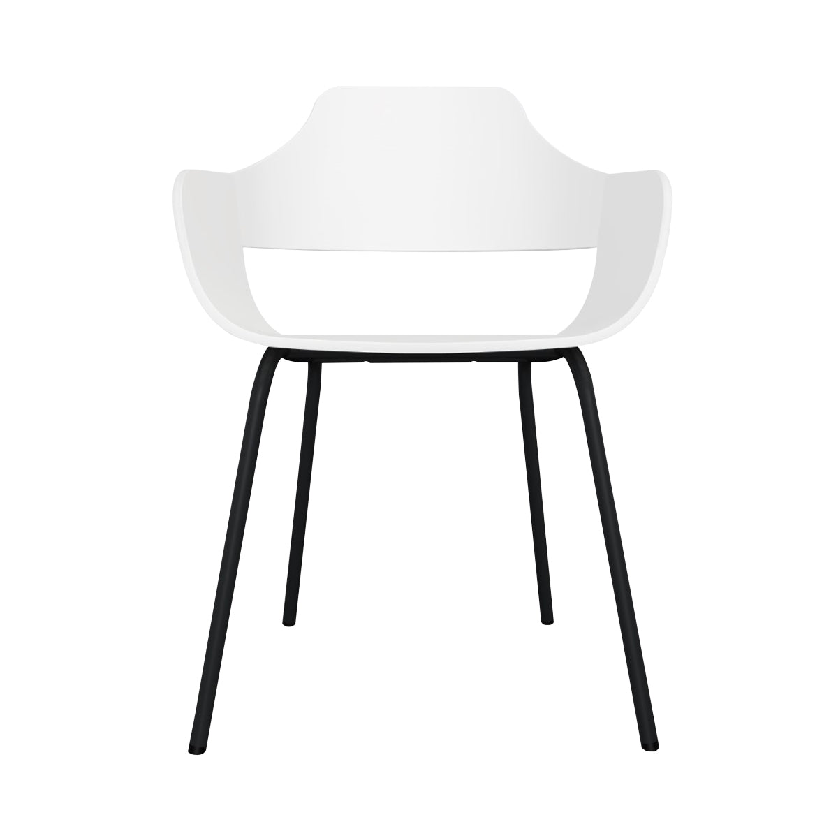 Showtime Chair with Metal Base: Lacquered White + Anthracite Grey