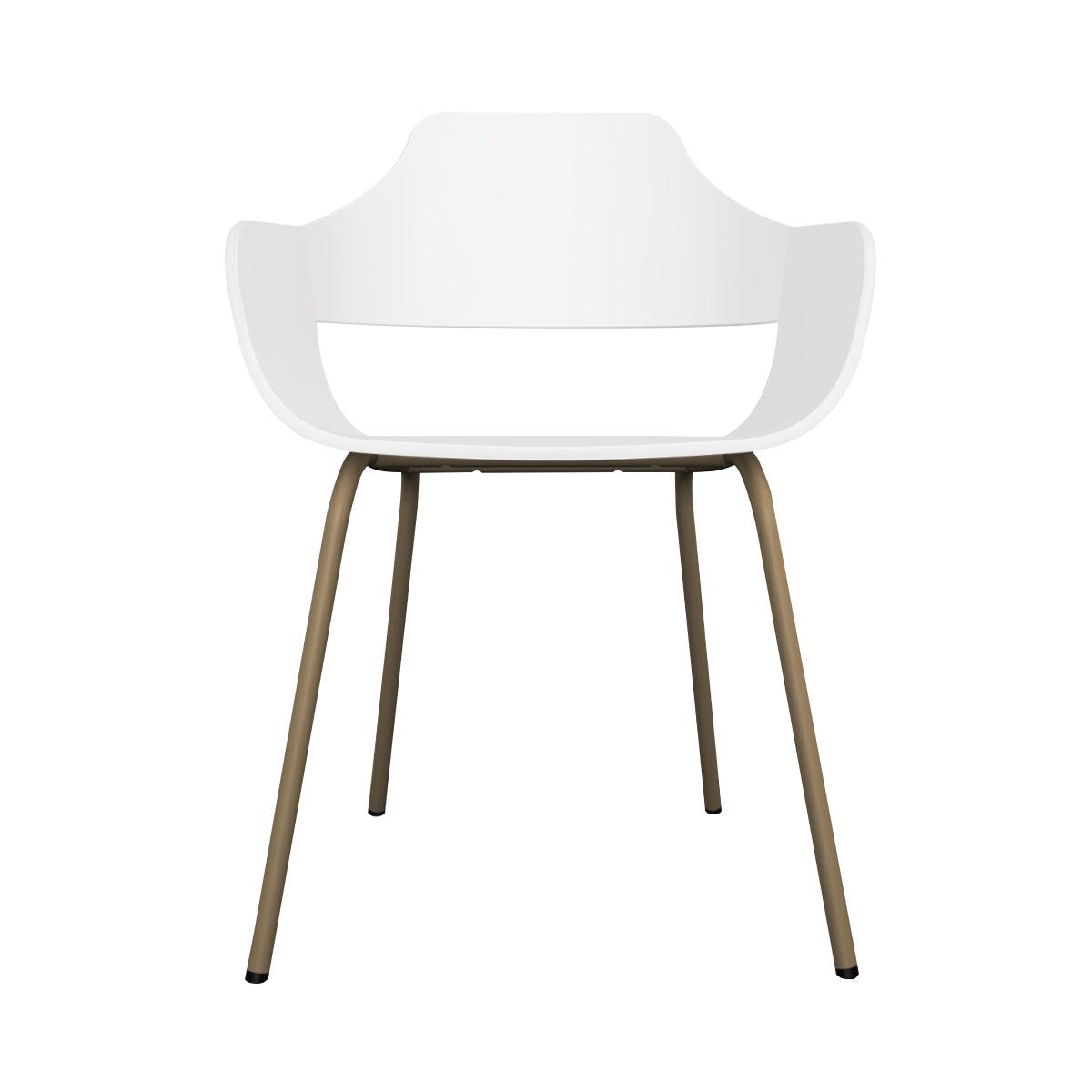 Showtime Chair with Metal Base: Lacquered White + Beige