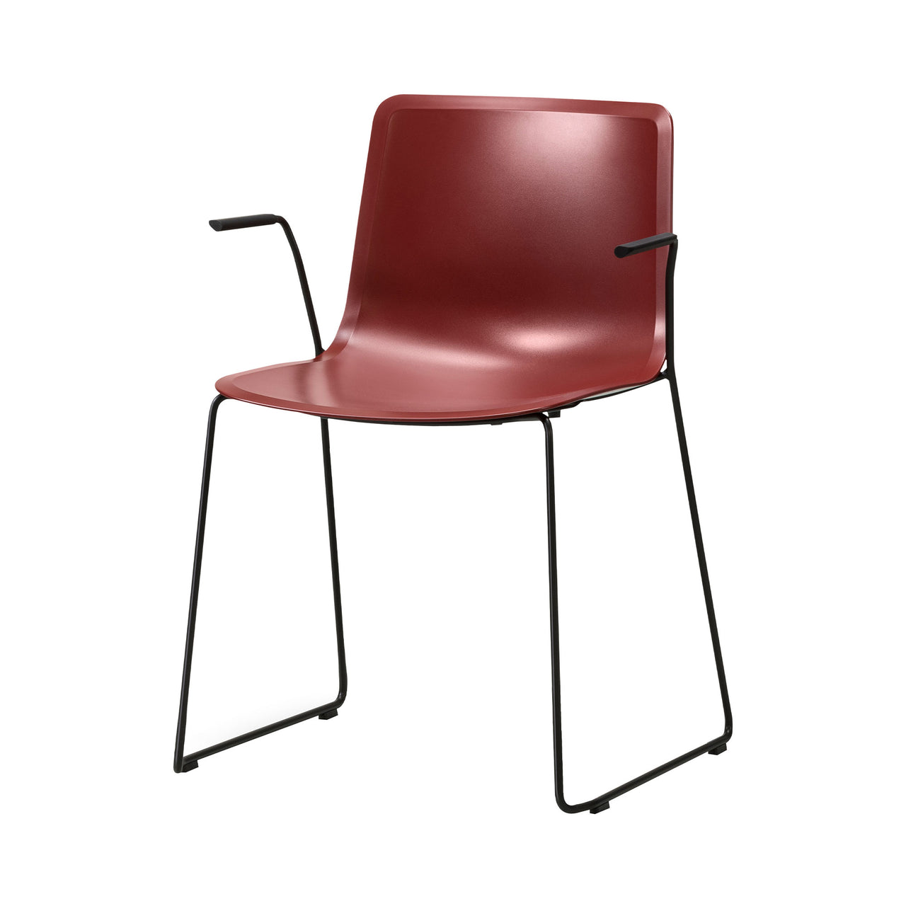 Pato Sledge Armchair: Stacking + Dark Red + Black