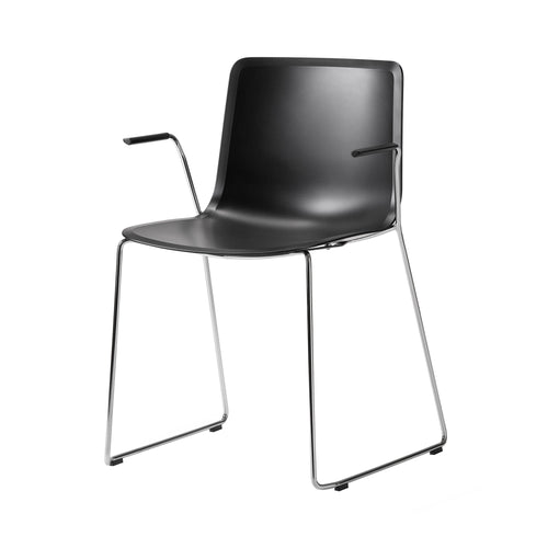 Pato Sledge Armchair: Stacking + Black + Chrome