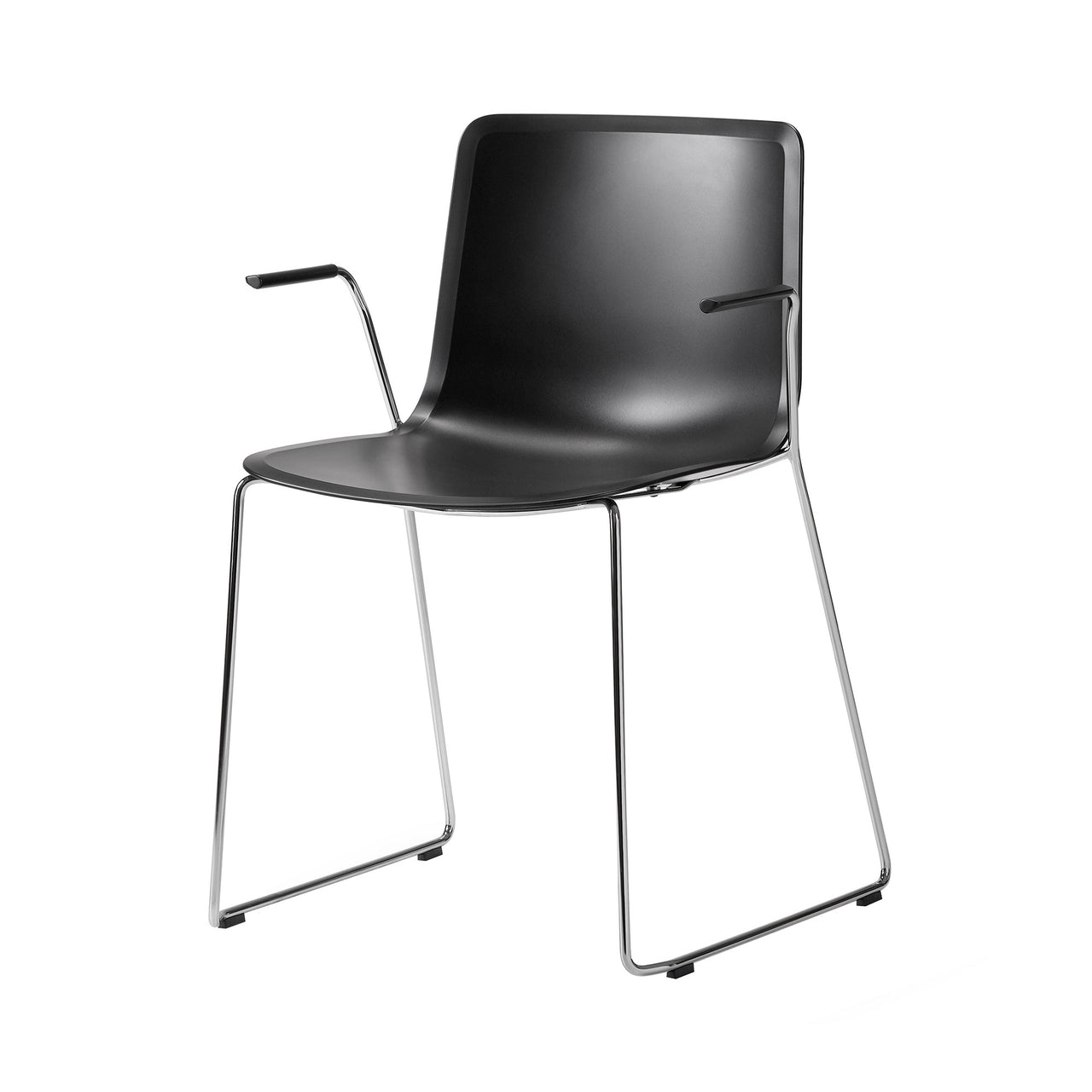 Pato Sledge Armchair: Stacking + Black + Chrome