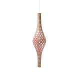 Nikau Full Pendant Light: Bamboo + Pink + White