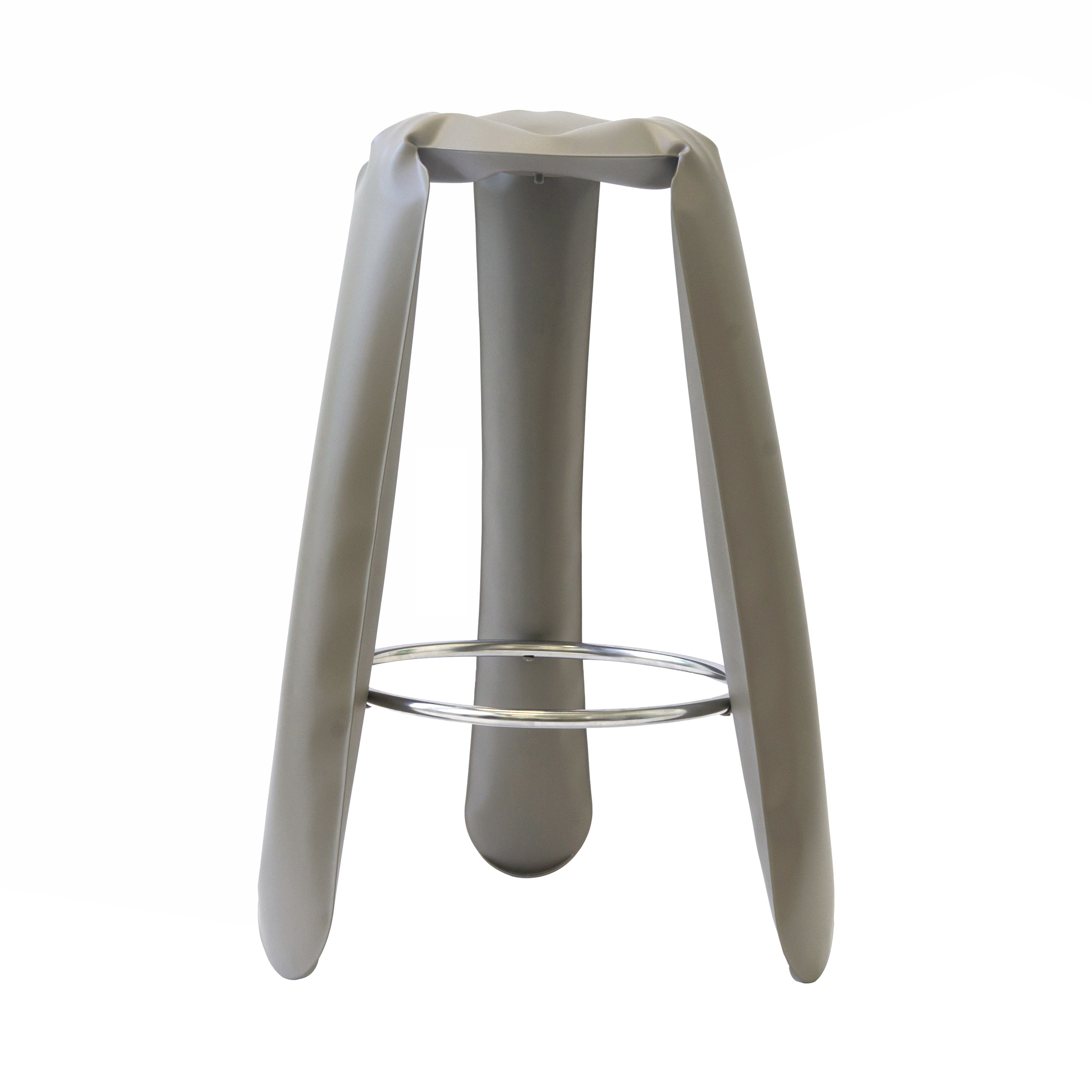 Plopp Bar Stool: Beige Grey Matt Steel