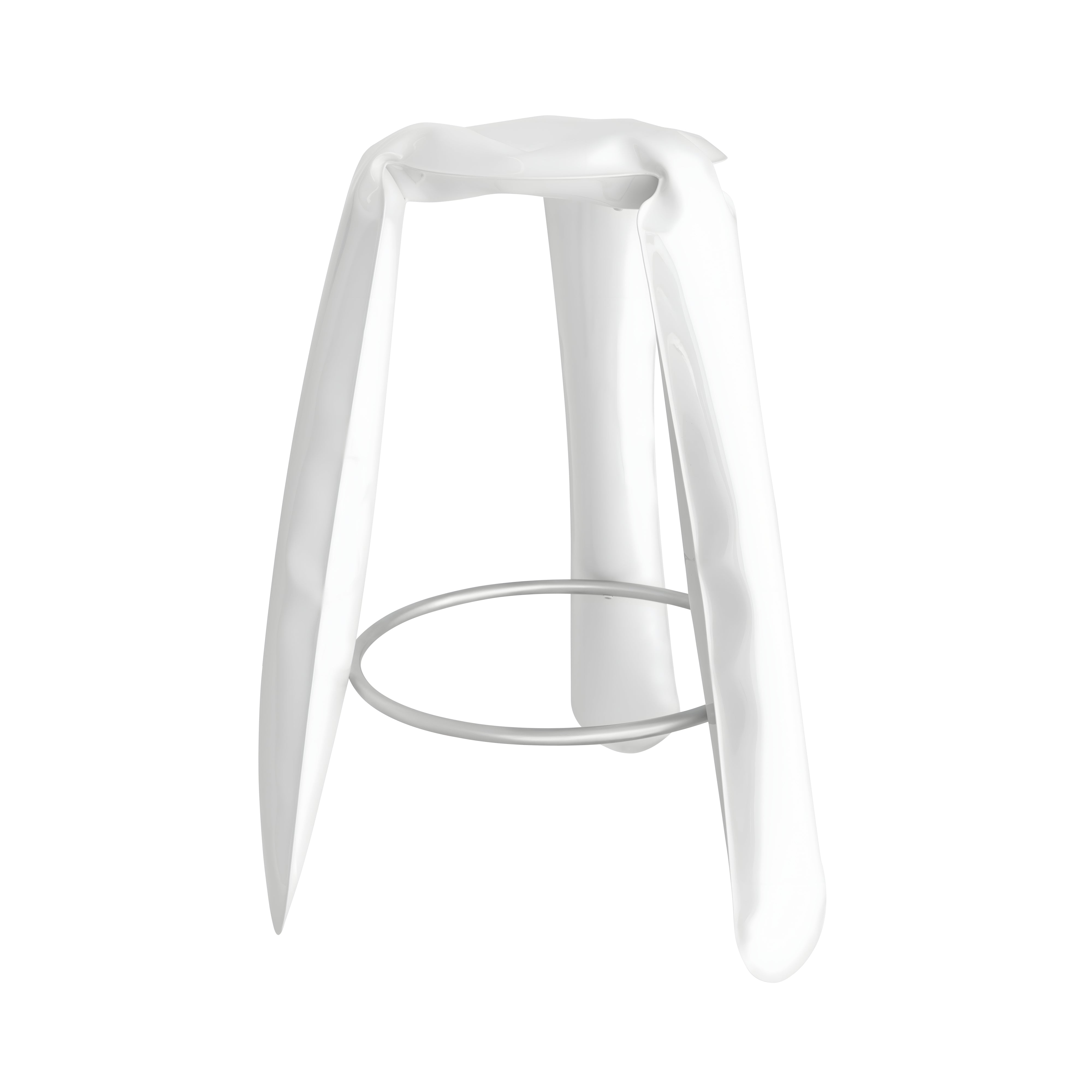 Plopp Bar Stool: White Glossy Steel