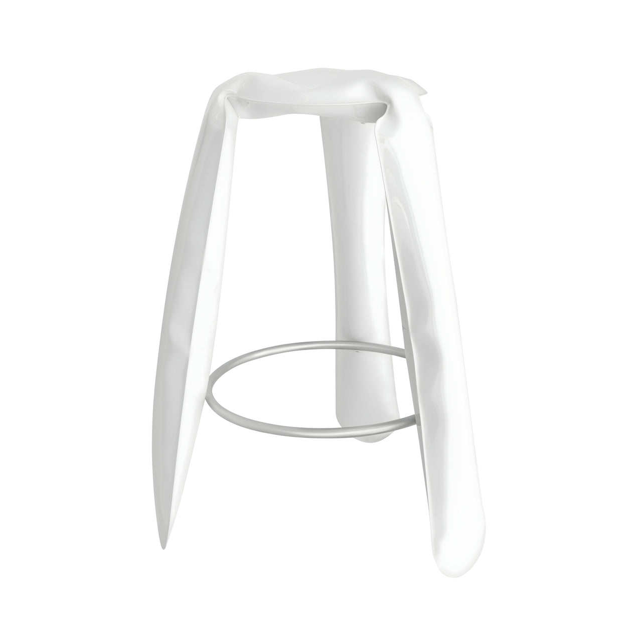 Plopp Bar Stool: White Glossy Steel