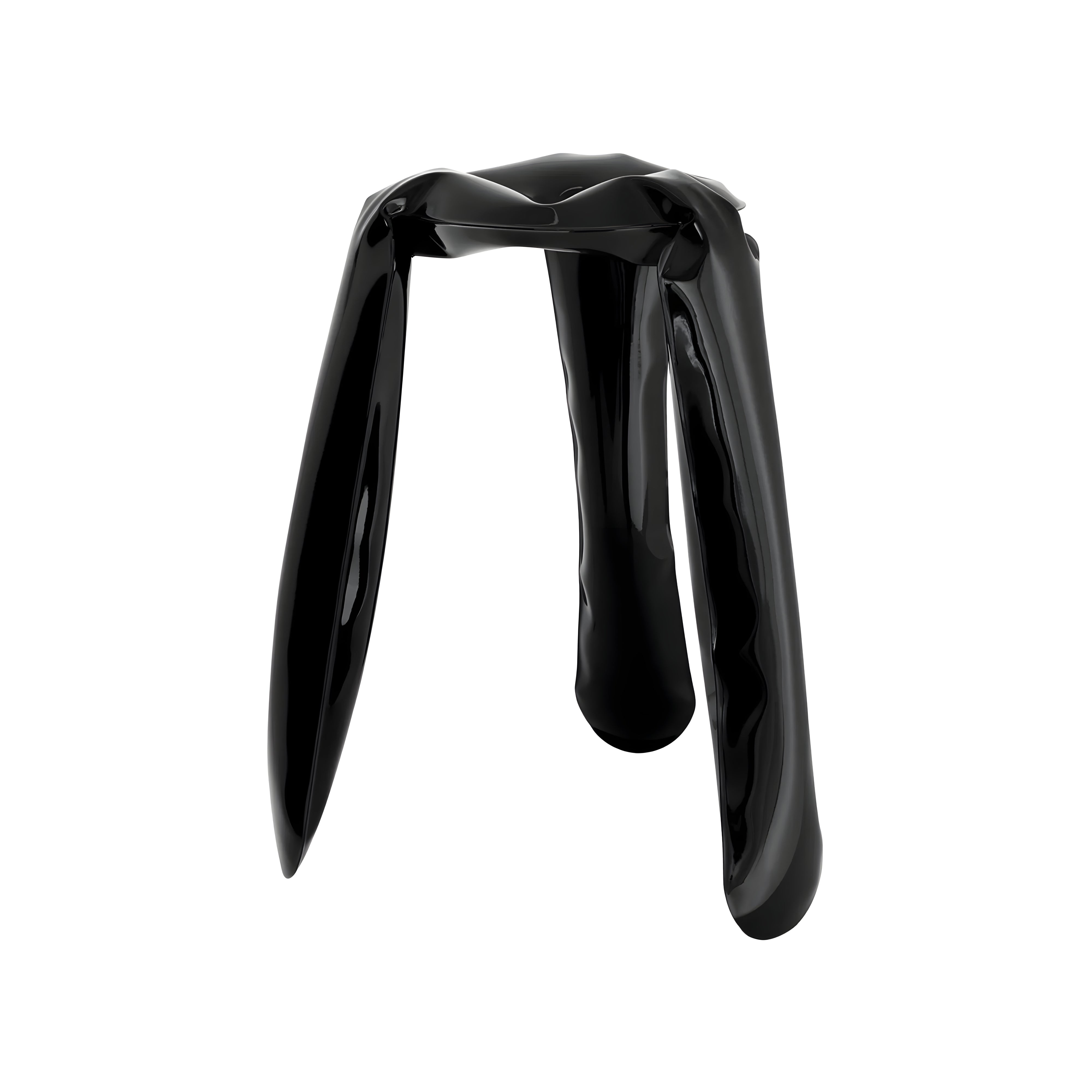 Plopp Kitchen Stool: Black Glossy Steel