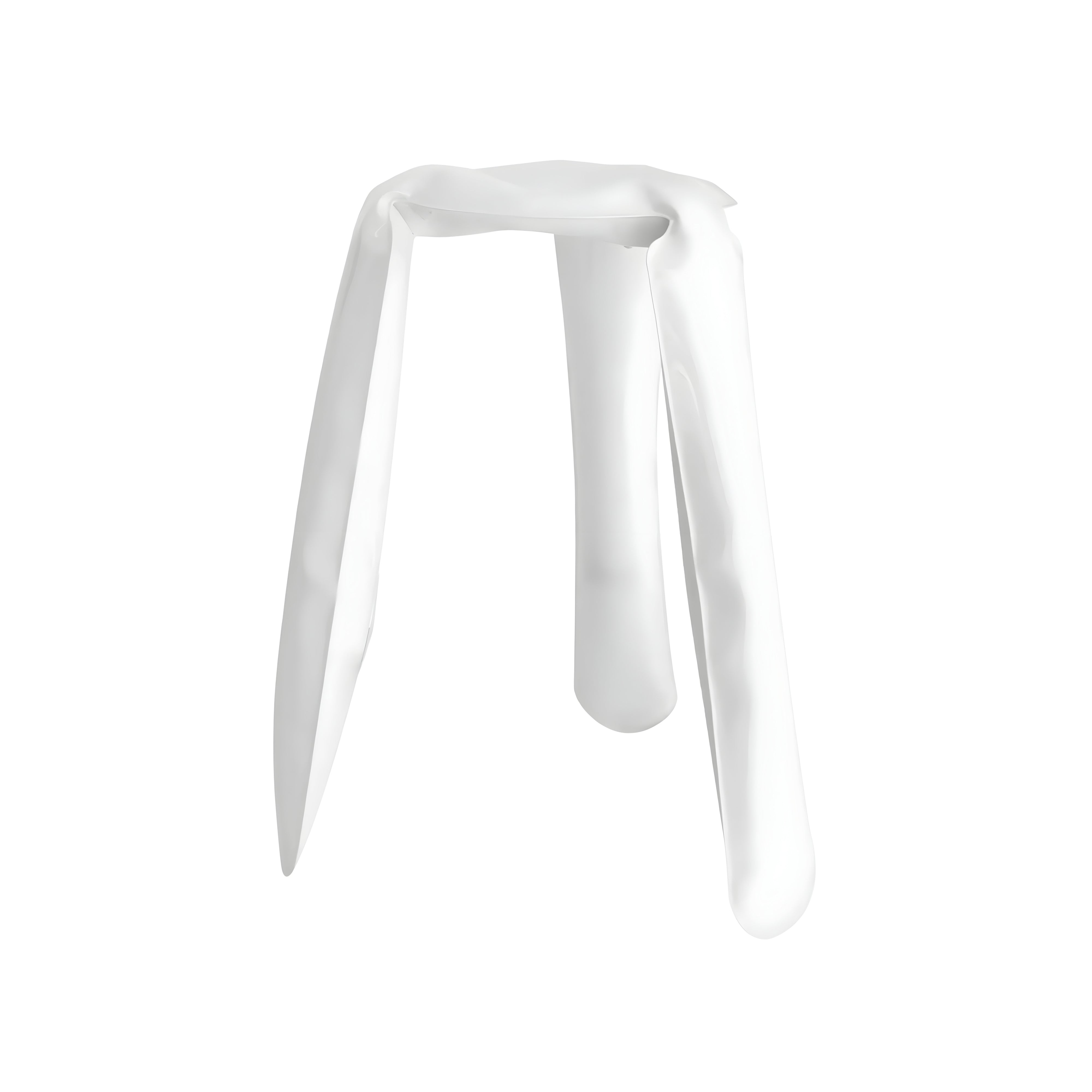 Plopp Kitchen Stool: White Glossy Steel