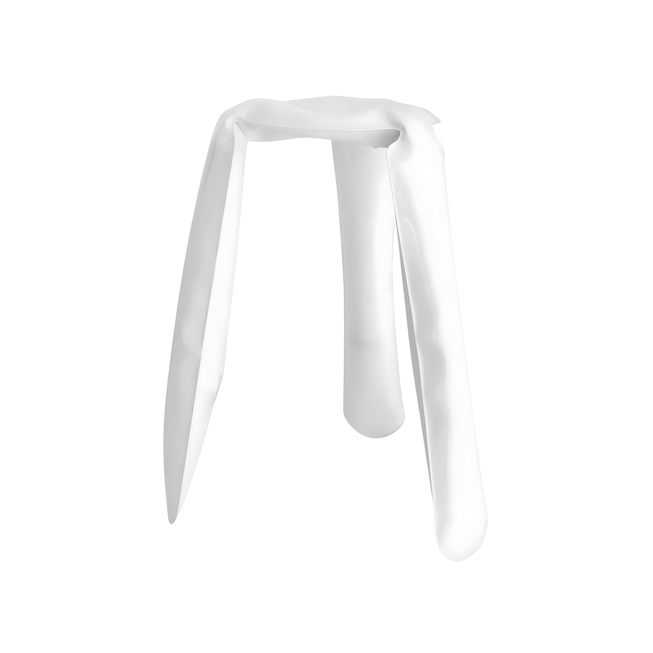 Plopp Kitchen Stool: White Glossy Steel
