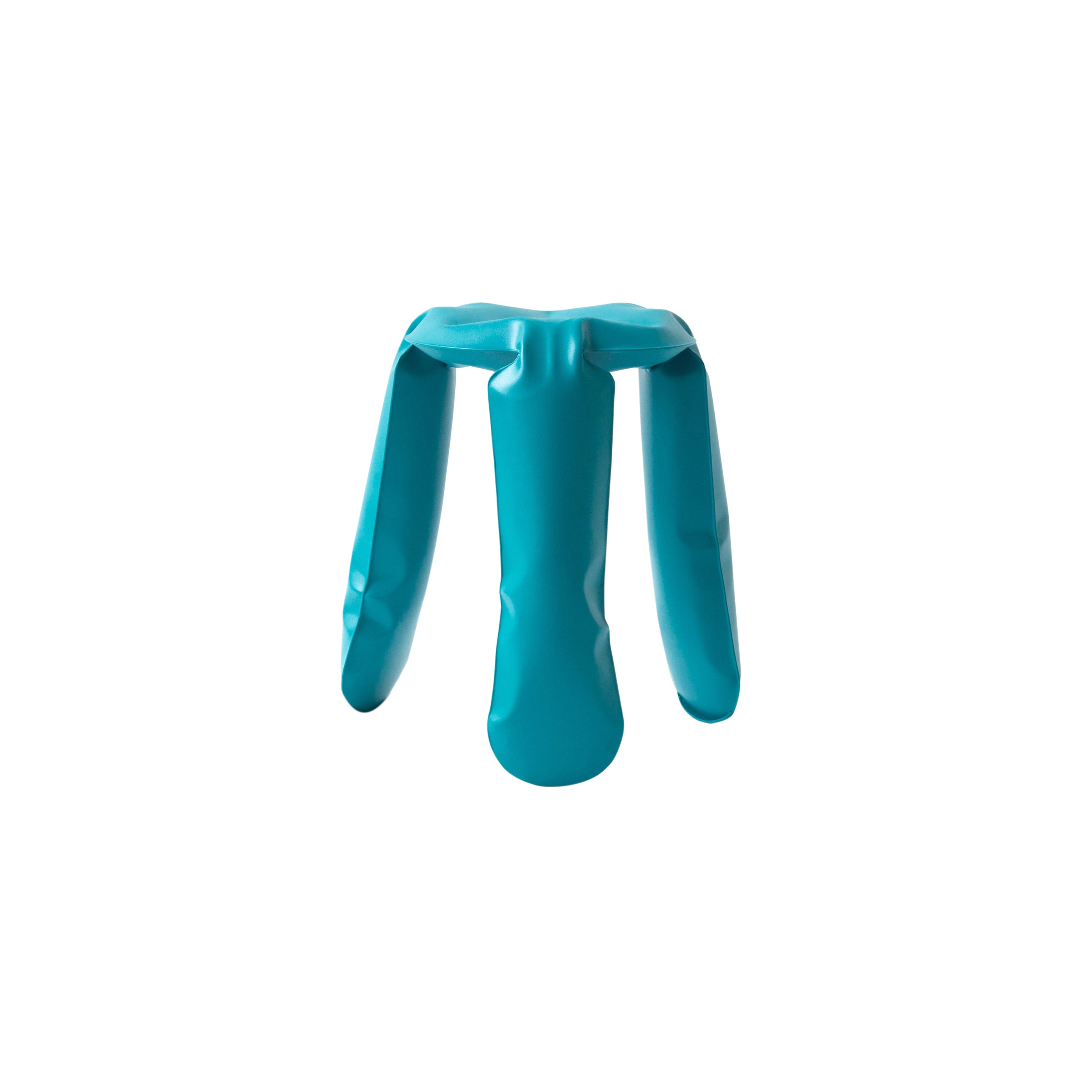 Ploppy Miniature Stool: Water Blue Matt Steel
