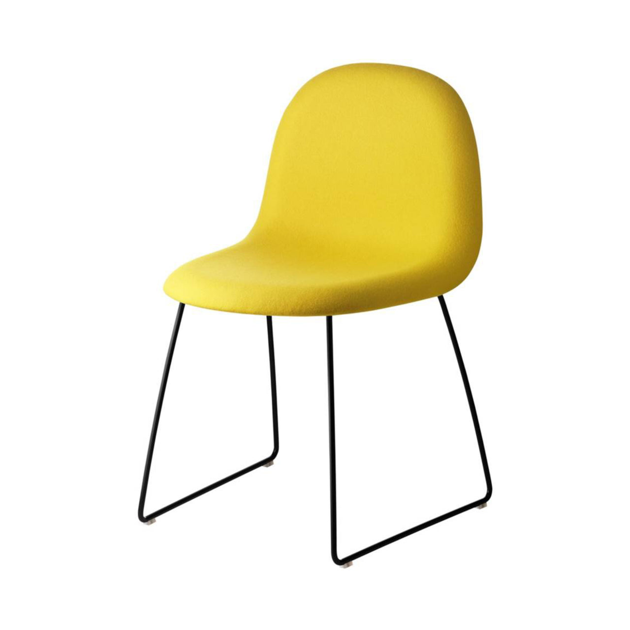 3D Dining Chair Sledge Base: Plastic Shell + Front Upholstered + Black Semi Matt