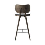 High Stool Backrest: Bar + Grey Stained Oak + Black Leather
