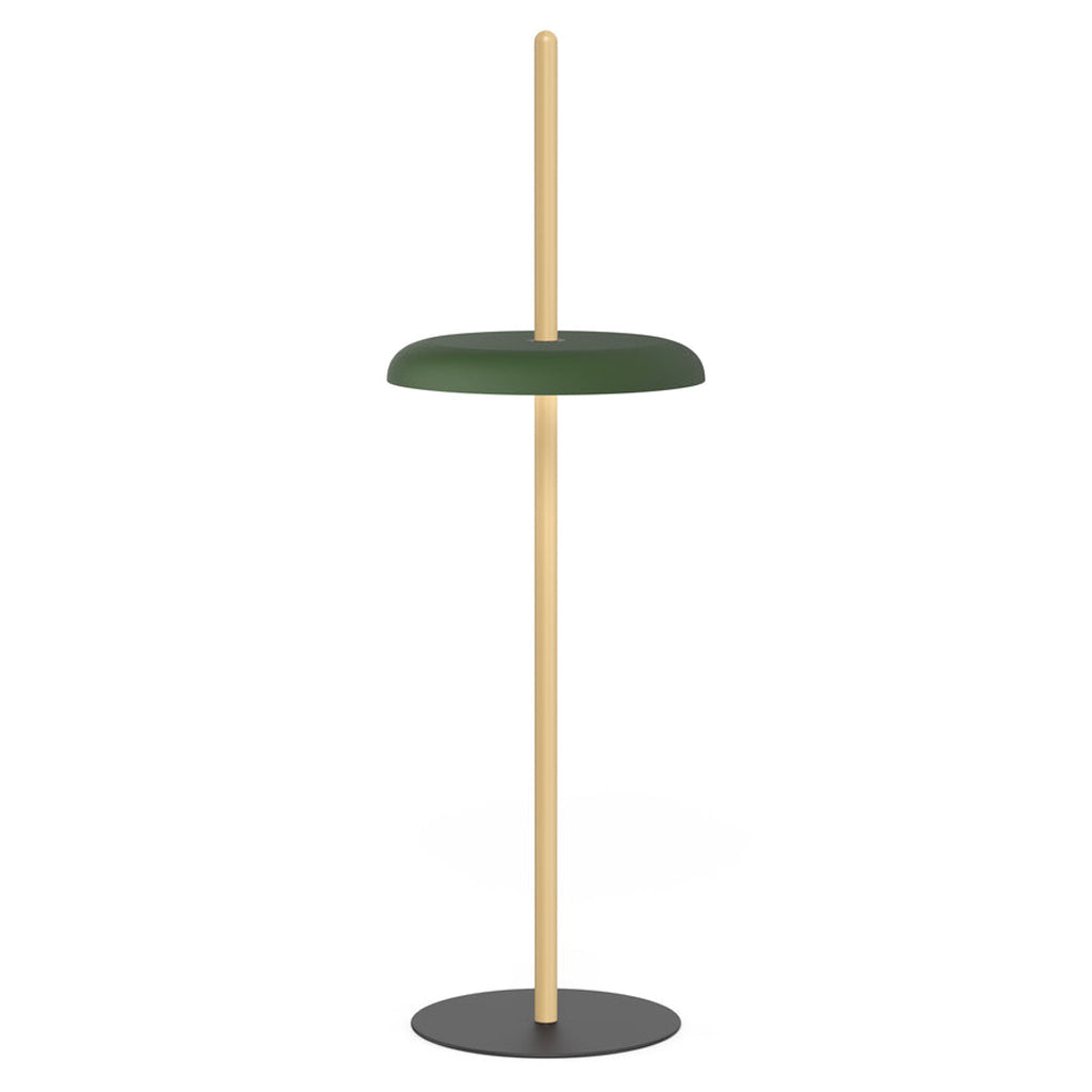 Nivél Portable Floor Lamp: Oak + Forest Green