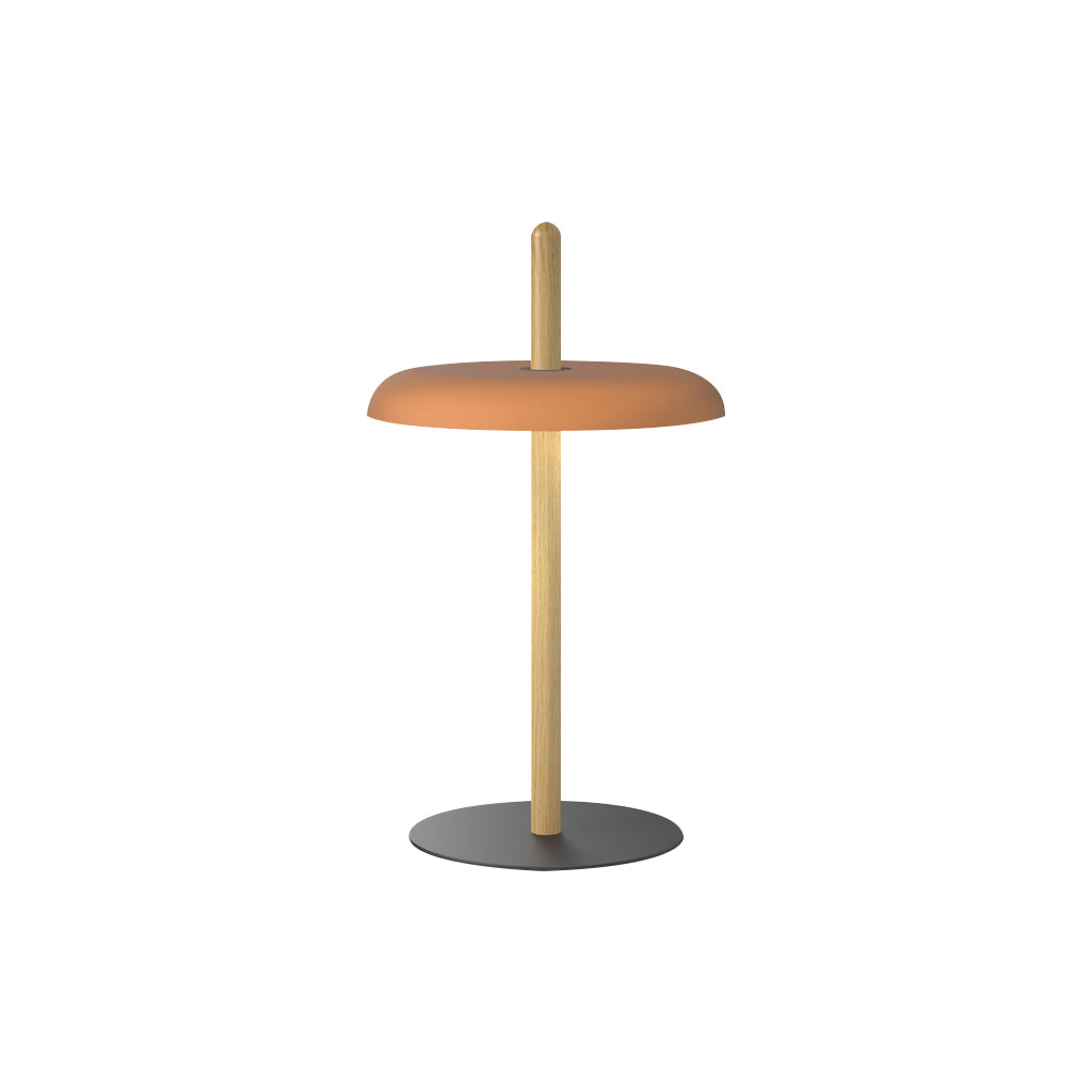 Nivél Portable Table Lamp: Oak + Terracotta