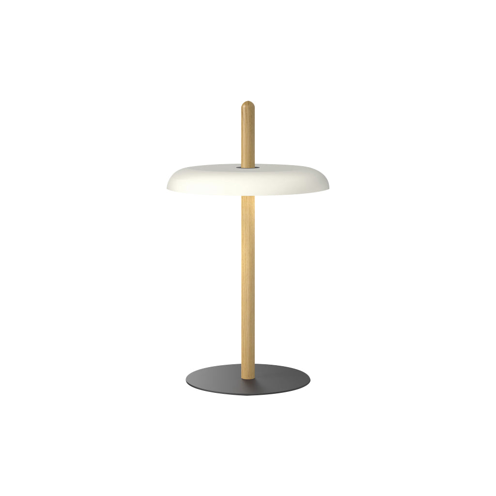 Nivél Portable Table Lamp: Oak + White