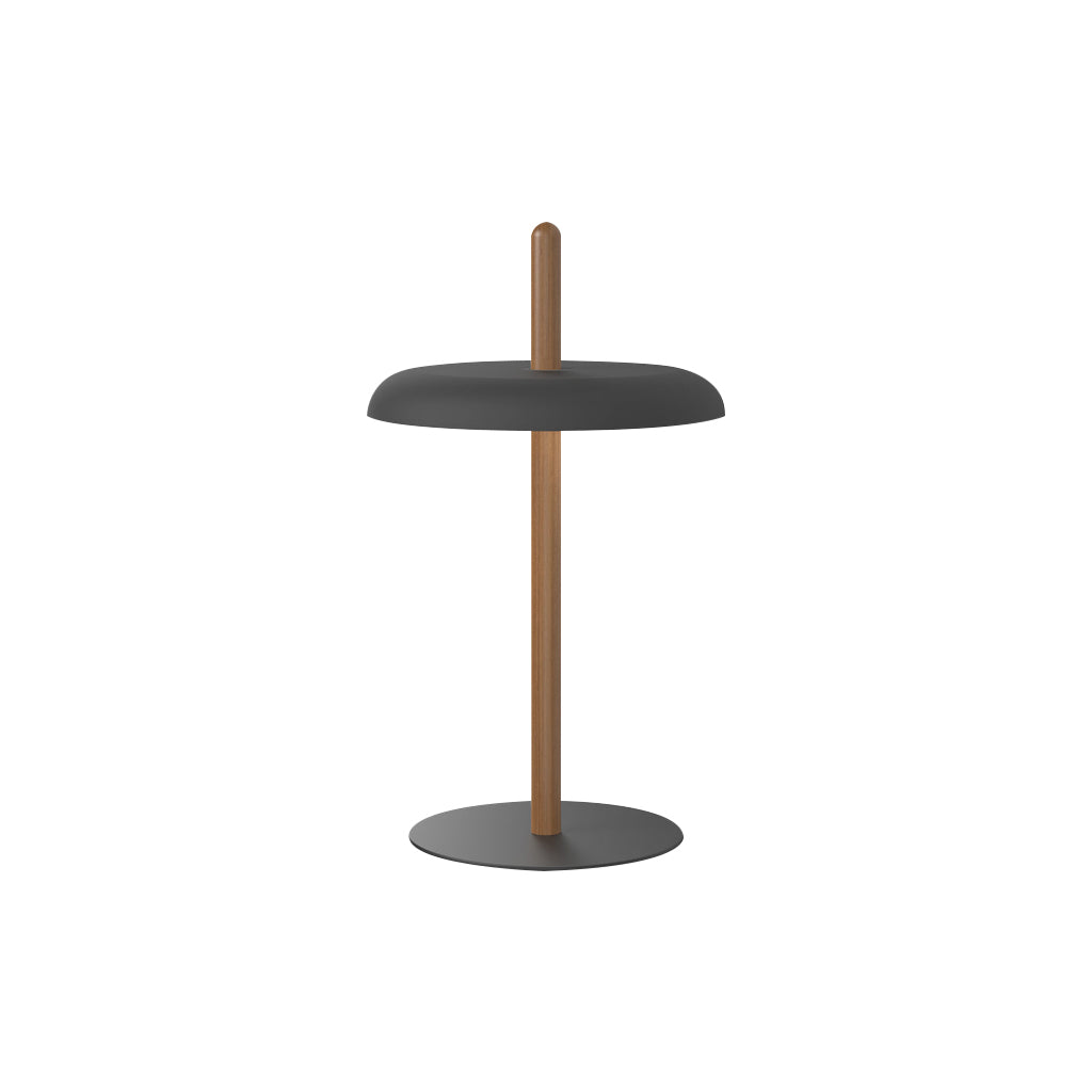 Nivél Portable Table Lamp: Walnut + Black