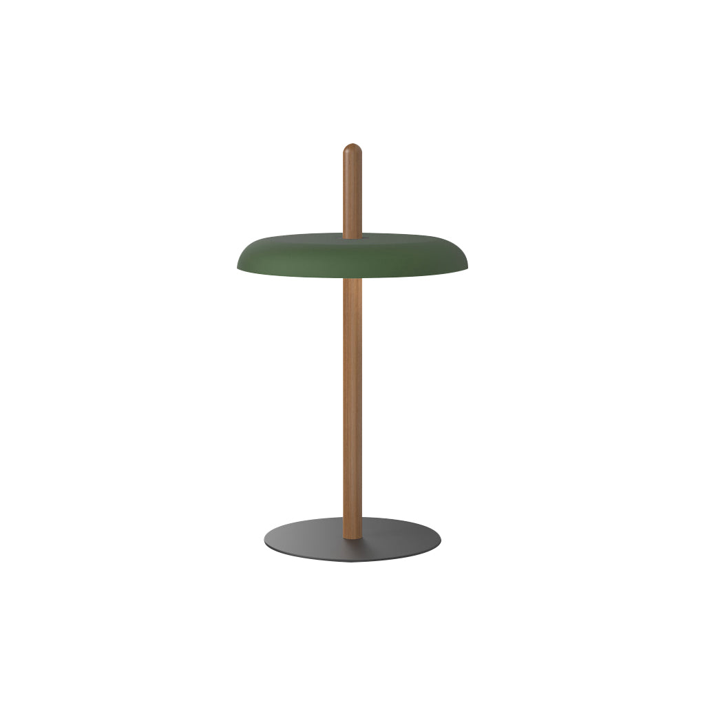 Nivél Portable Table Lamp: Walnut + Forest Green