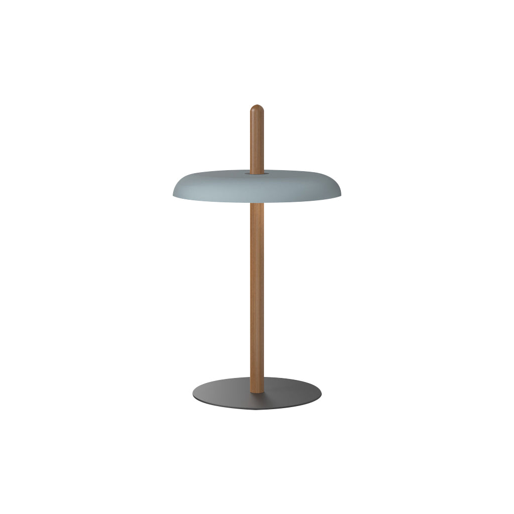 Nivél Portable Table Lamp: Walnut + Slate Blue