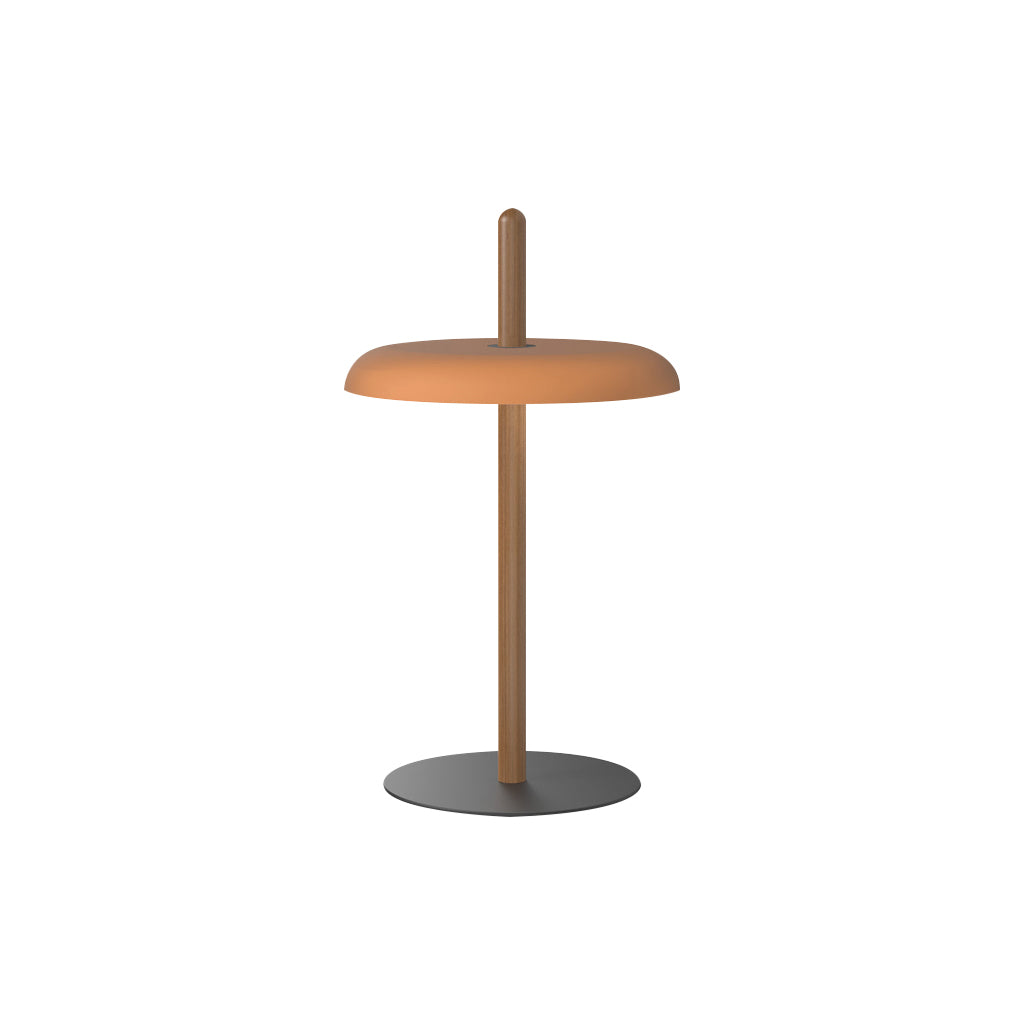 Nivél Portable Table Lamp: Walnut + Terracotta