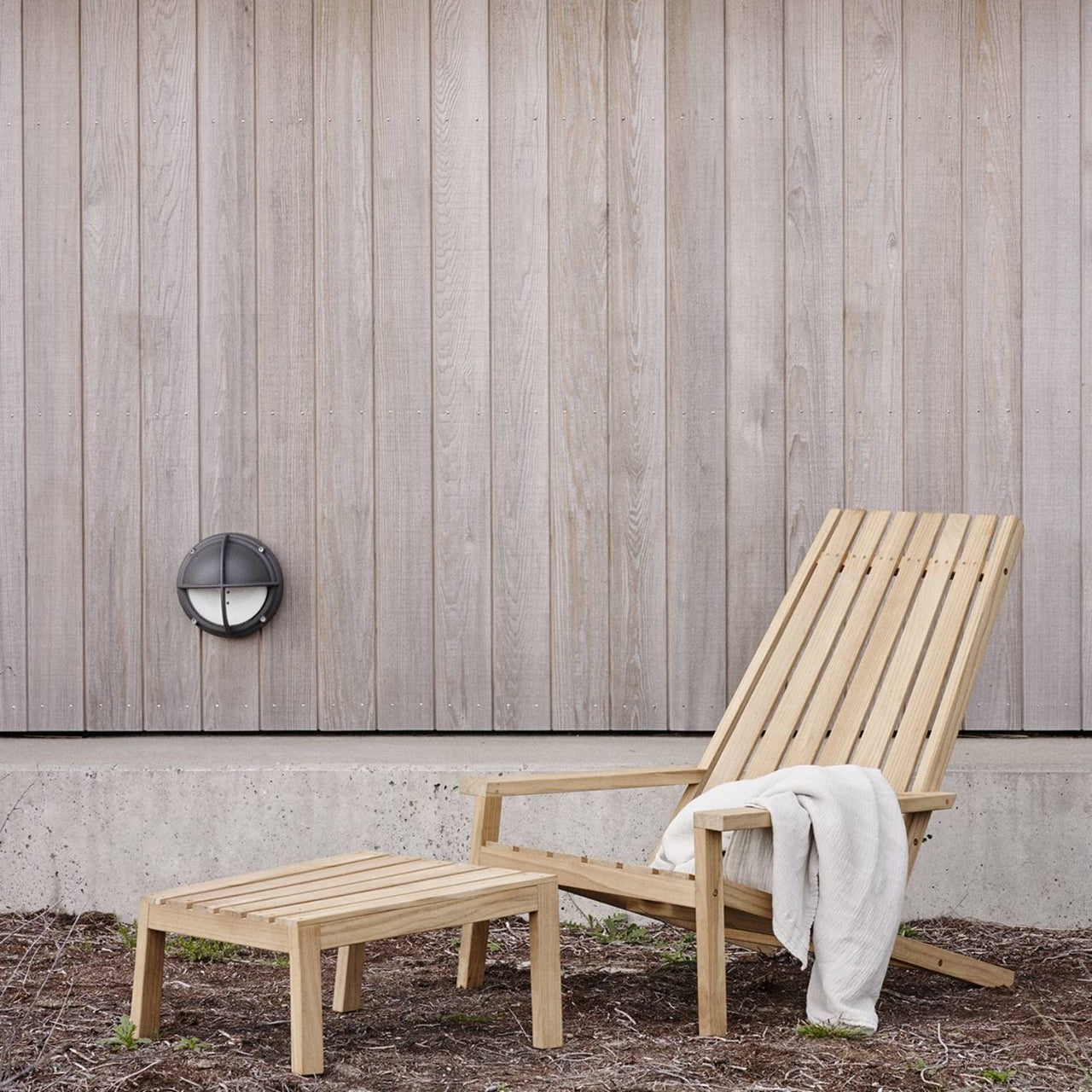 Between Lines Deck Stool: Outdoor