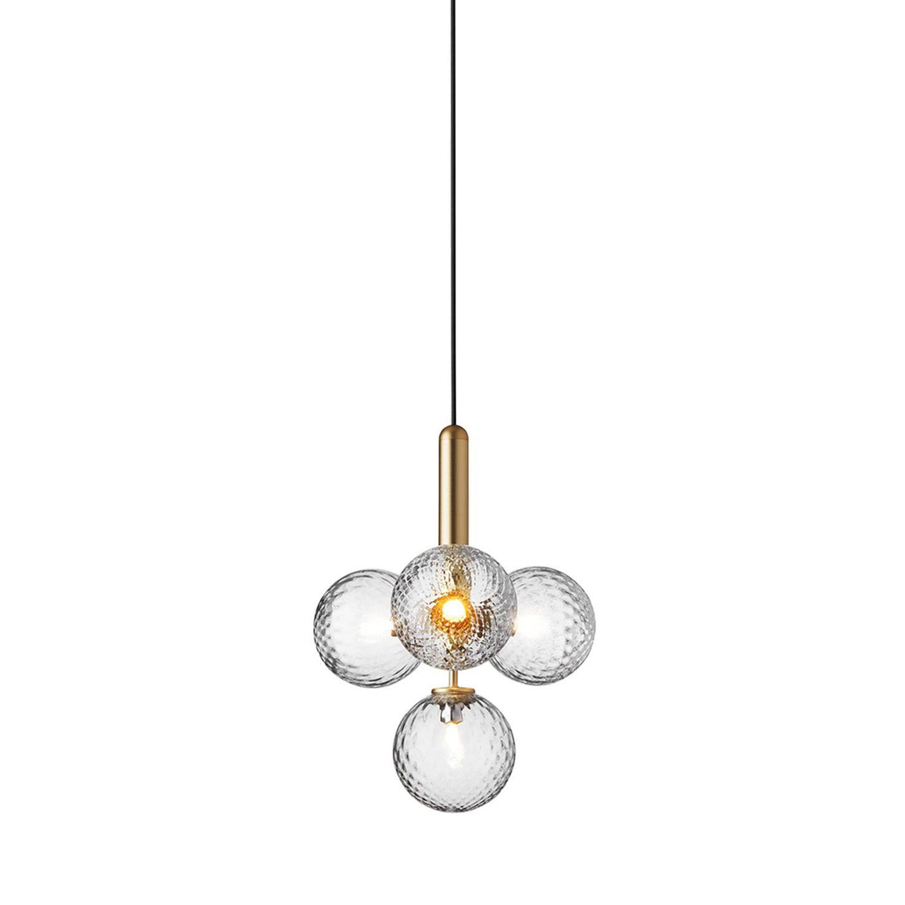 Miira 4 Chandelier: Optic Clear + Brass