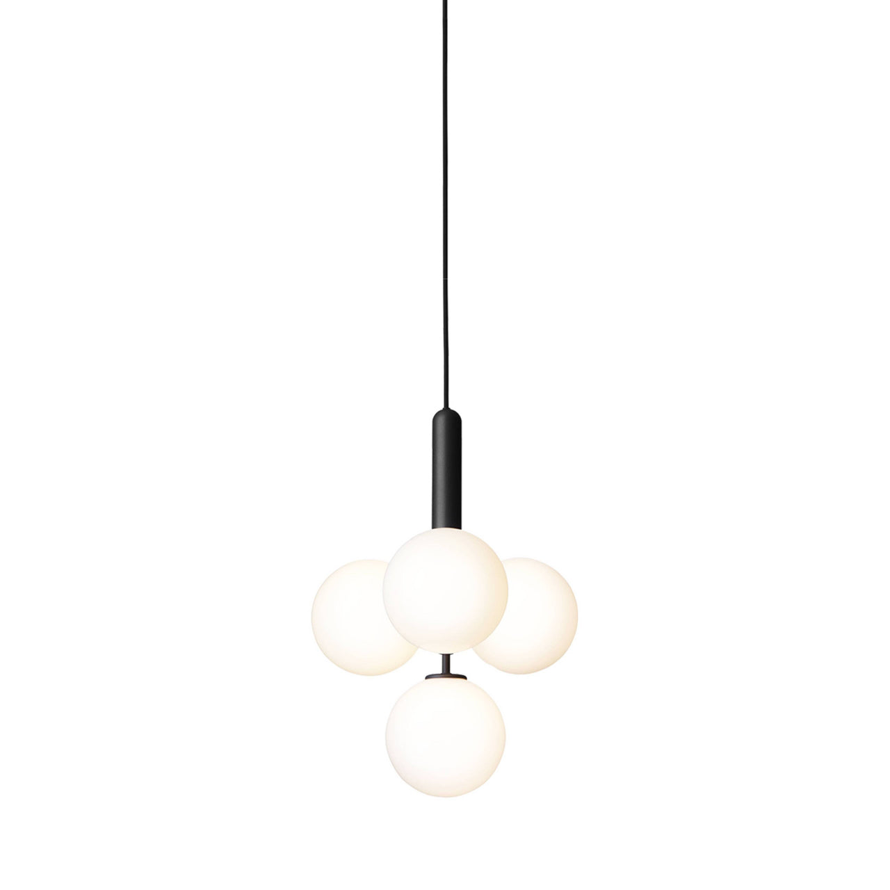 Miira 4 Chandelier: Opal White + Rock Grey