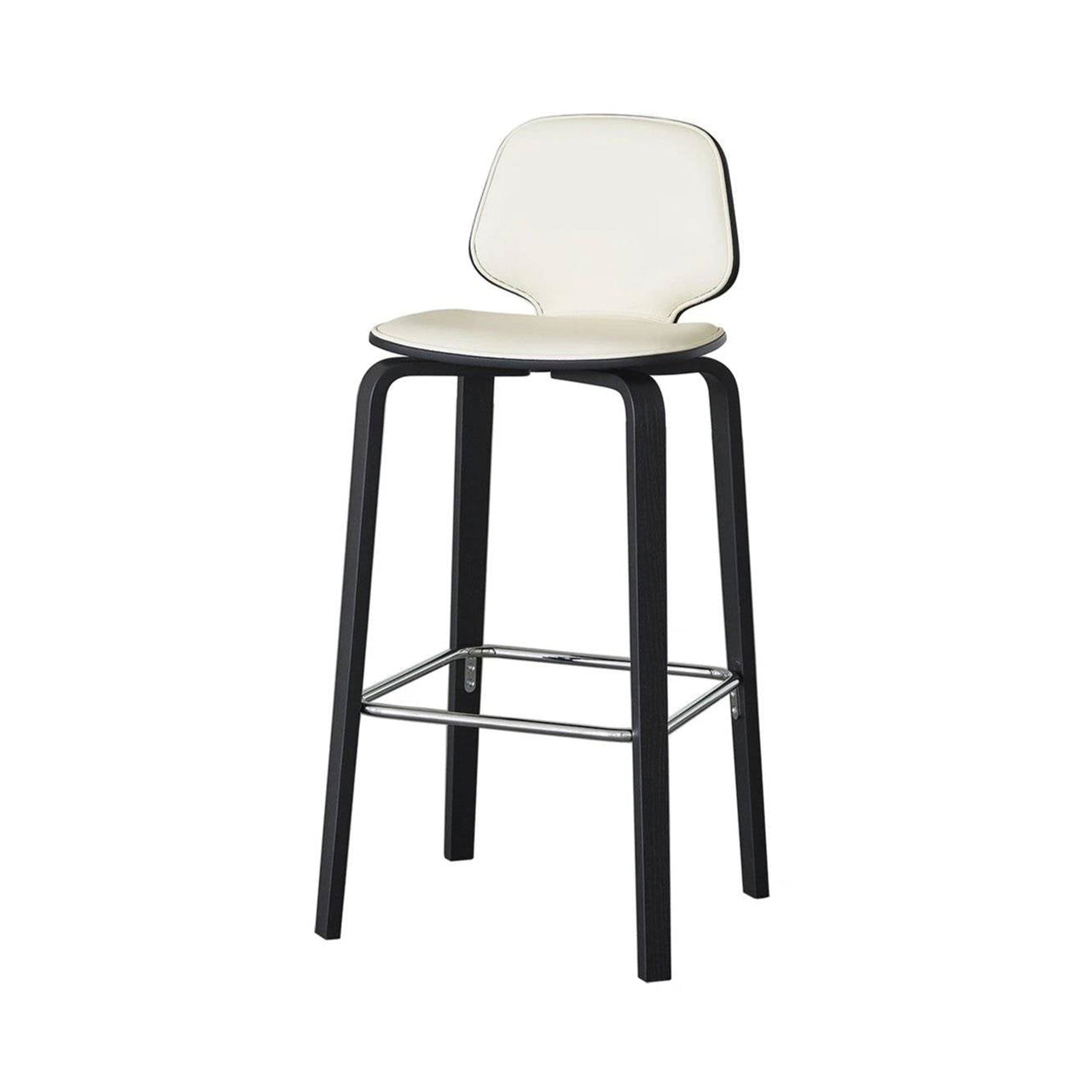 My Chair Bar + Counter Stool: Wood Base + Front Upholstered + Bar + Black