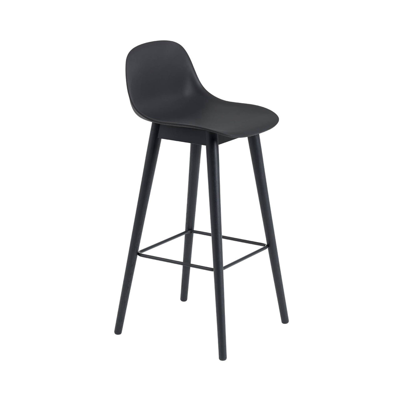 Fiber Bar + Counter Stool With Backrest: Wood Base + Bar + Black