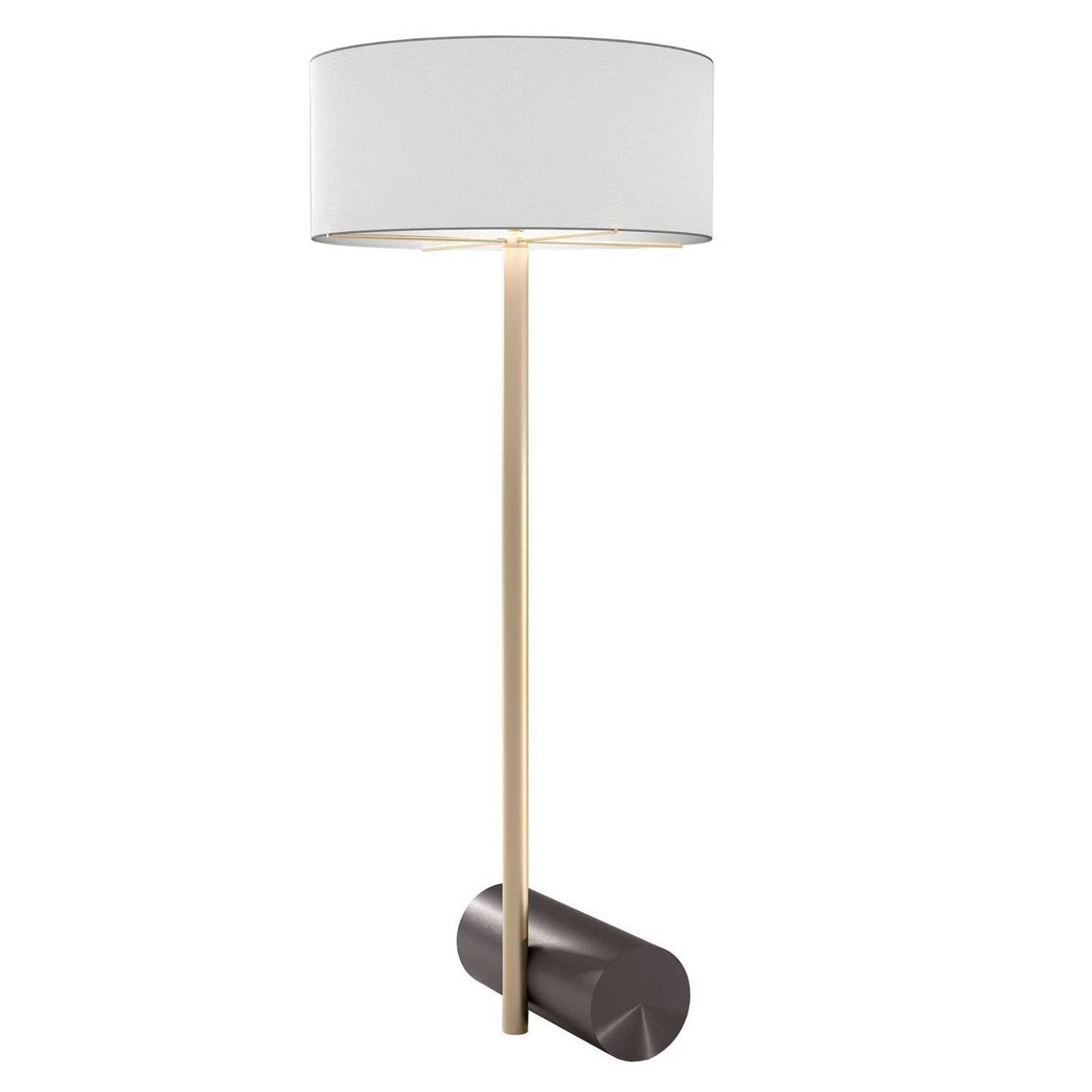 Calé(e) Floor Lamp: Extra Large + Satin Brass + Satin Graphite + White Chinette