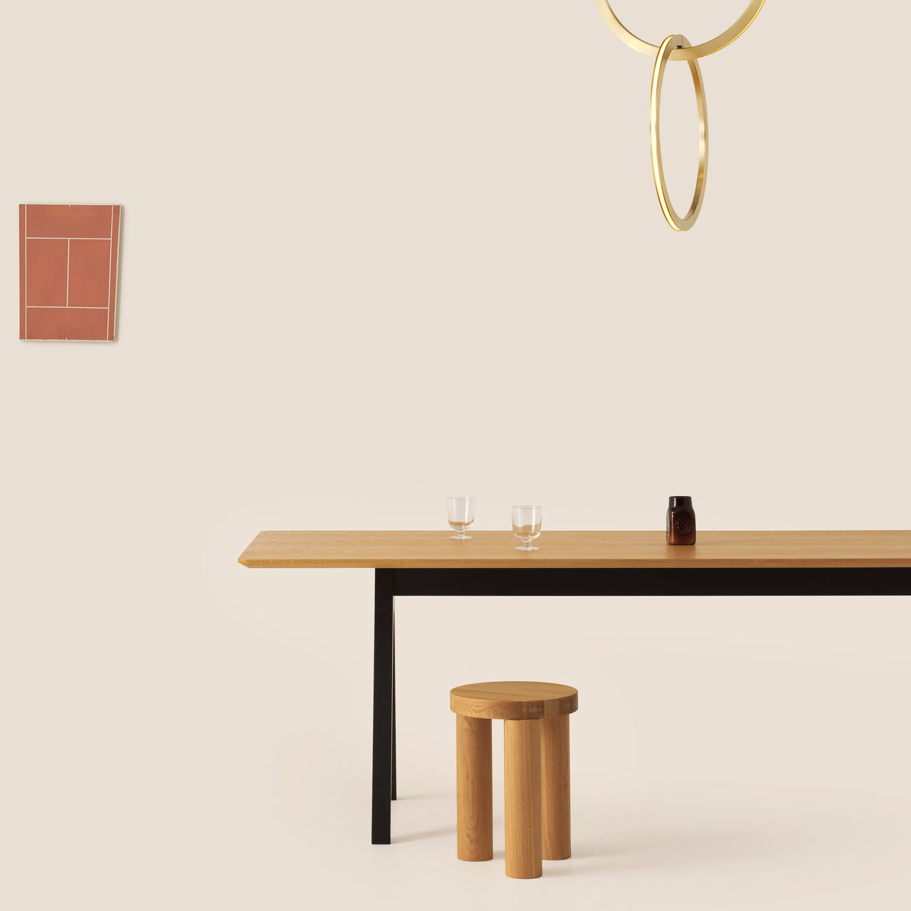 Offset Stool + Side Table