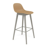 Fiber Bar + Counter Stool with Backrest: Wood Base + Bar + Grey + Ochre