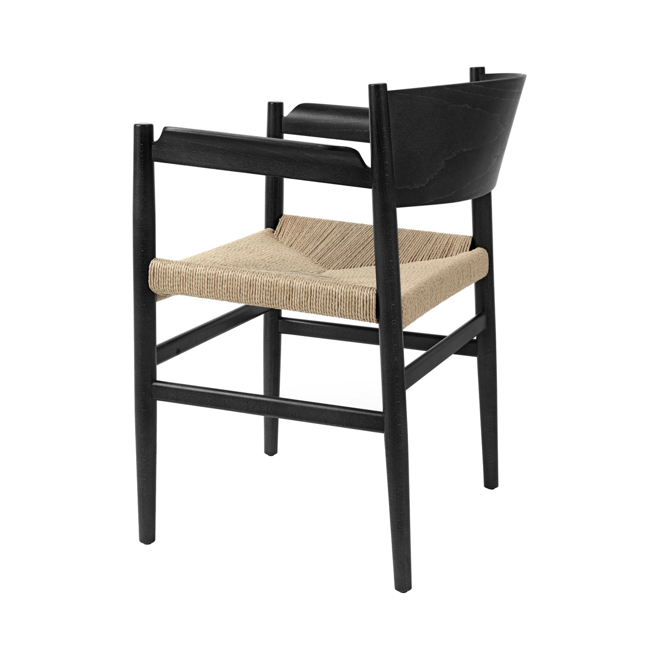 Nestor Chair: Black Beech + Natural Paper Cord + With Armrest