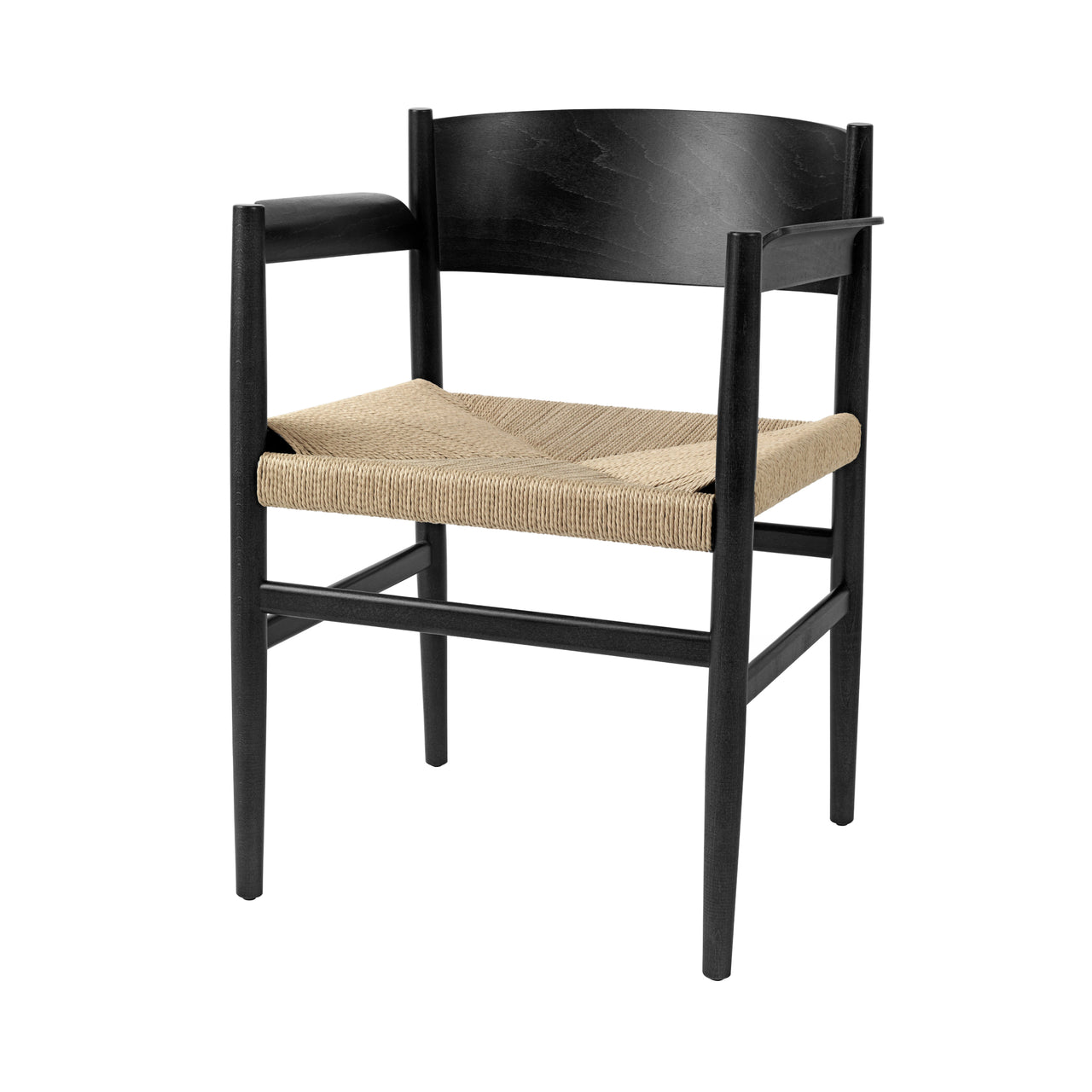Nestor Chair: Black Beech + Natural Paper Cord + With Armrest