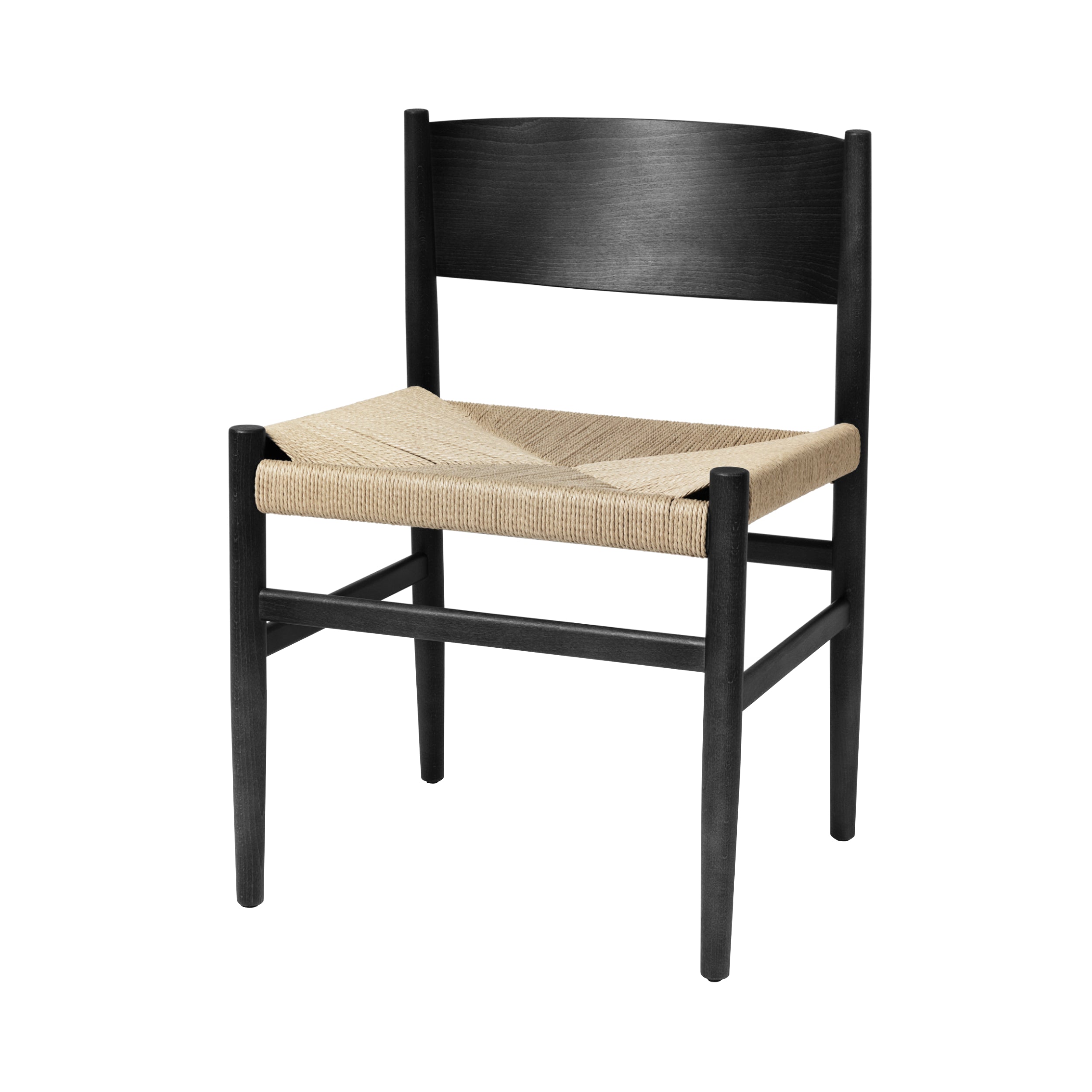 Nestor Chair: Black Beech + Natural Paper Cord + Without Armrest