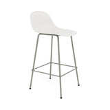 Fiber Bar + Counter Stool with Backrest: Tube Base + Counter + Dusty Green + Natural White