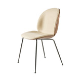 Beetle Dining Chair Conic Base: Veneer Shell + Front Upholstered + American Walnut + Black Chrome