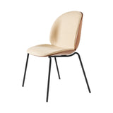 Beetle Dining Chair Veneer Shell: 4-leg Stacking + Front Upholstered + Black Matt + American Walnut