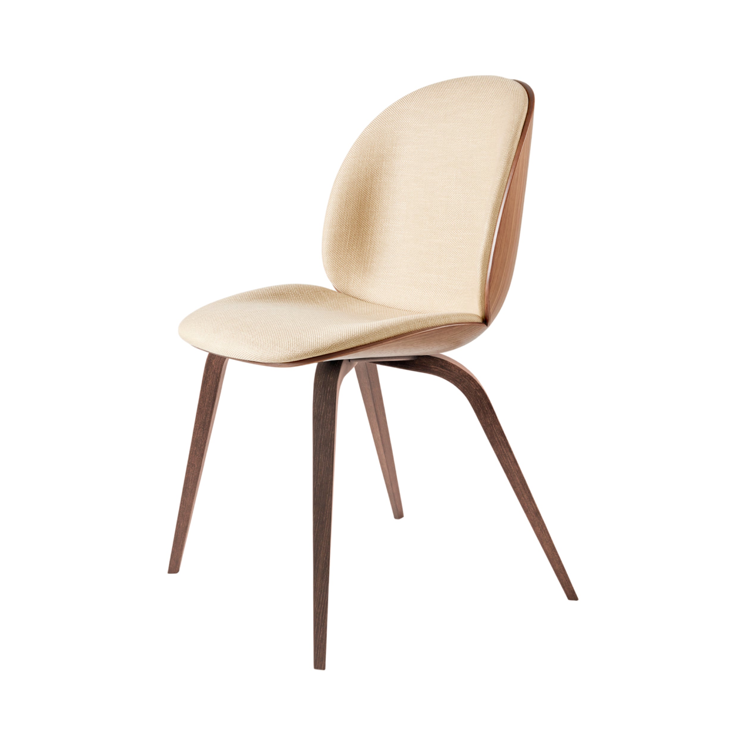 Beetle Dining Chair Wood Base: Veneer Shell + Front Upholstered + American Walnut + American Walnut Matt Lacquered