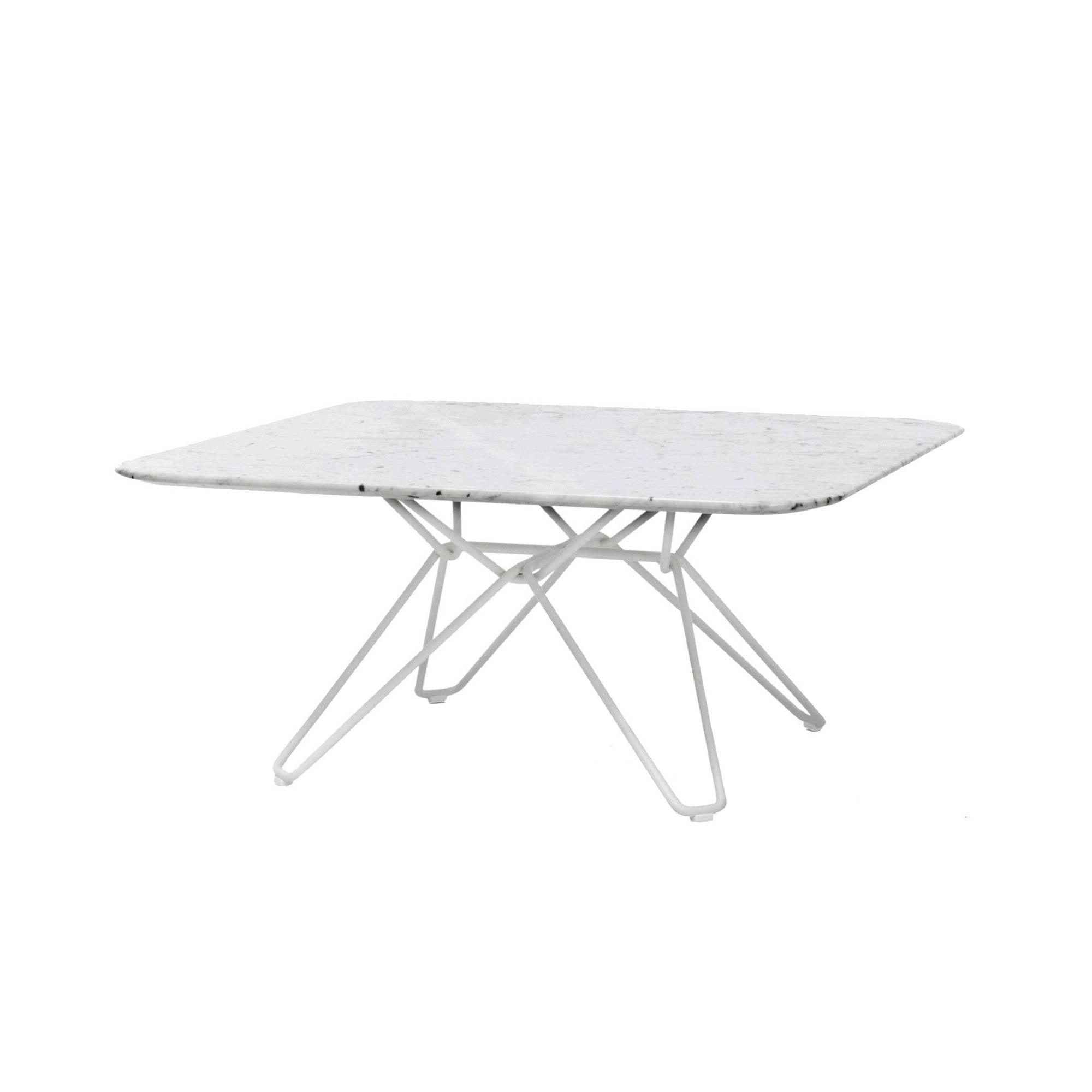 Tio Coffee Table: Square + Carrara Marble + White Base