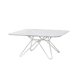 Tio Coffee Table: Square + Carrara Marble + White Base