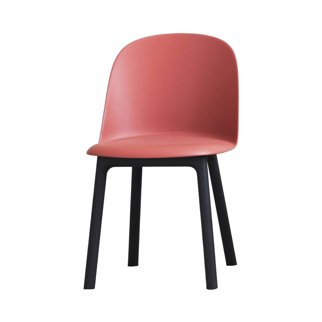 Mariolina Side Chair: Wood Base + Black Ash + Marsala Red