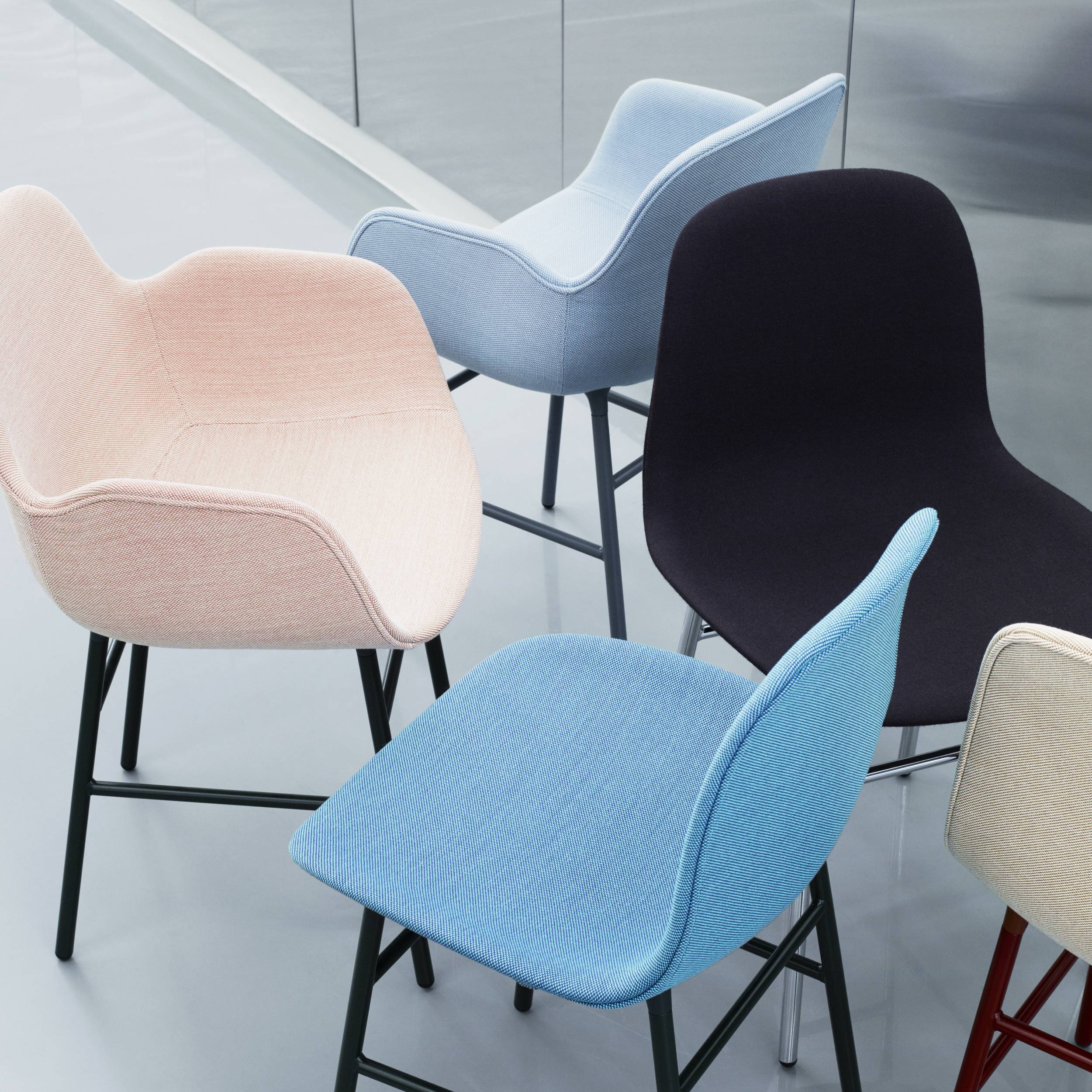 Form Armchair: Chrome Upholstered