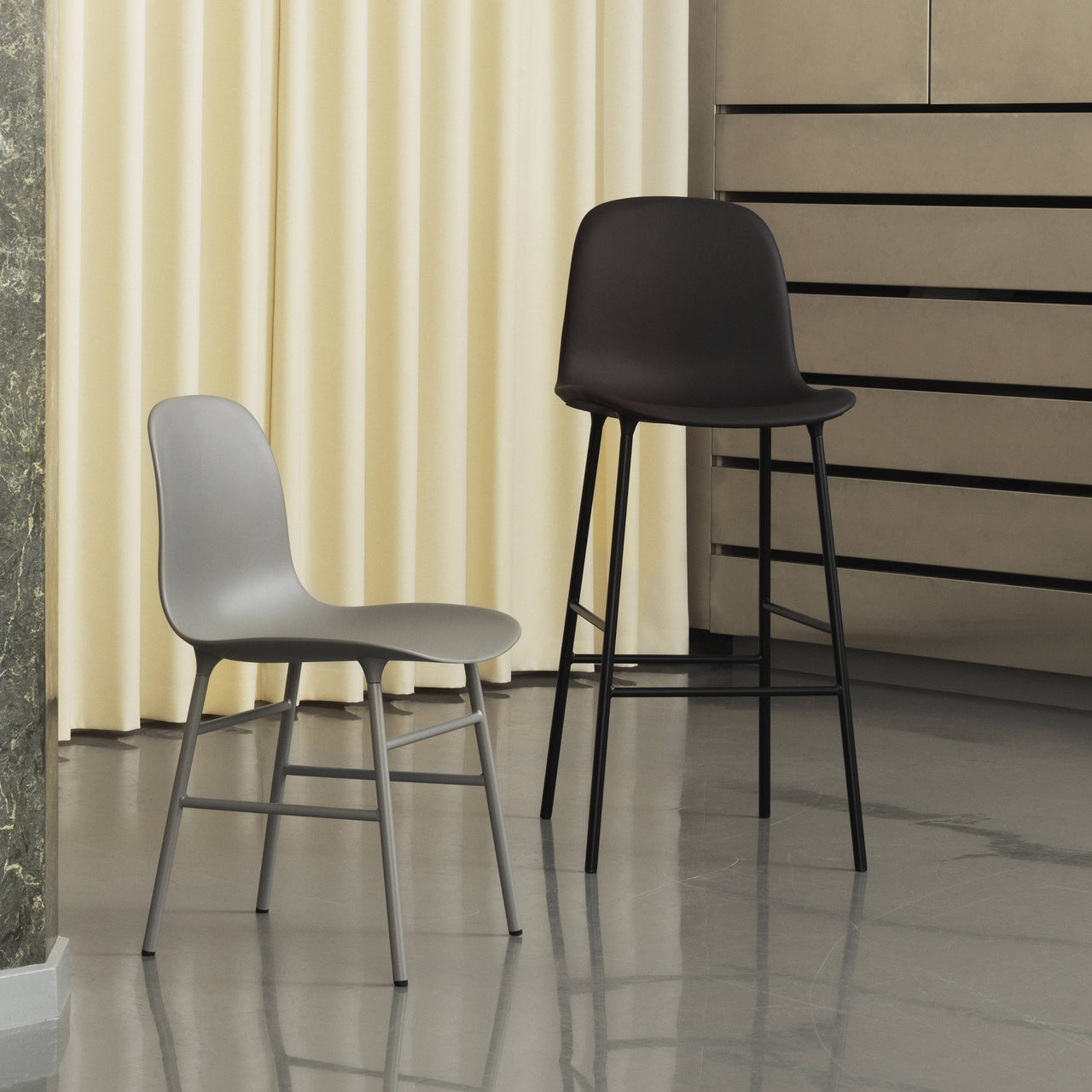 Form Bar Chair: Steel Base + Upholstered